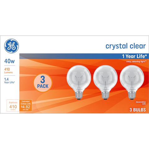 GE 40-Watt Dimmable G25 Decorative Incandescent Light Bulb (3-Pack) - Zogies Deals