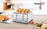 Toaster 4 Slice, Geek Chef Stainless Steel Extra-Wide, Toaster, Zogies Deals
