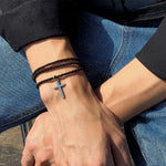 Fashion nation style multi -layer woven cross bracelet