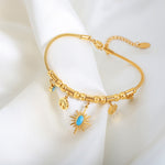 18K Gold Noble Atmosphere Tree of Life and Sun with Turquoise Design Bohemian Necklace Bracelet Set