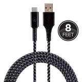 EcoSurvivor 8ft. USB-A To USB-C Charging Cable With Braided Cord, Black/Gray
