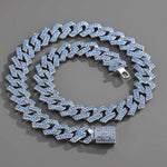 Trendy and fashionable Cuban chain with diamond-shaped design men's hip-hop style necklace and bracelet set