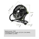 12V Camping Fan With LED Lights Exterior Large Cooling Desk Fans With 5200Ah Battery For Tourism Emergency Outages, camping light, Zogies Deals