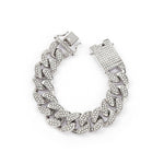 Fashionable Hip Hop Style Cuban Chain Diamond Design Necklace Bracelet Set