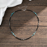 Trendy fashion stitching turquoise bohemian bead design all-match necklace