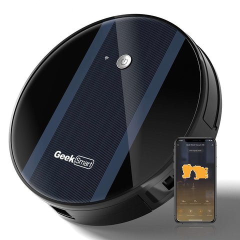 Geek Smart Robot Vacuum Cleaner G6 Plus, Ultra-Thin, 1800Pa Strong Suction, Automatic Self-Charging, Wi-Fi Connectivity, App Control, Custom Cleaning, Great For Hard Floors To Carpets.Ban On Amazon, smart vacuum, Zogies Deals