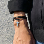 Fashion nation style multi -layer woven cross bracelet