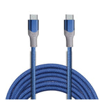 PowerXcel Type C to Type C Charge and Sync Cable with Kevlar Shielding, Blue