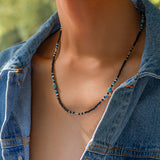 Trendy fashion stitching turquoise bohemian bead design all-match necklace