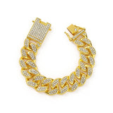 Fashionable Hip Hop Style Cuban Chain Diamond Design Necklace Bracelet Set