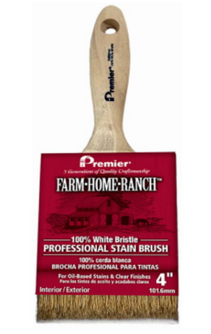 Farm Home Ranch 100% White Bristle Professional Stain Brush, 4" - Zogies Deals