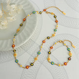 18K gold exquisite and noble daisy design necklace and bracelet set