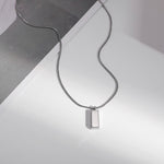 Minimalist cold style silver brick design pendant necklace