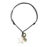 Fashion vintage leather chain with five-pointed star design hip-hop necklace