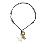 Fashion vintage leather chain with five-pointed star design hip-hop necklace