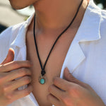 Novel trendy ring hollow out with turquoise design all-match necklace