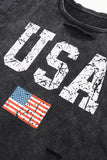 USA Cutout Round Neck Short Sleeve T-Shirt